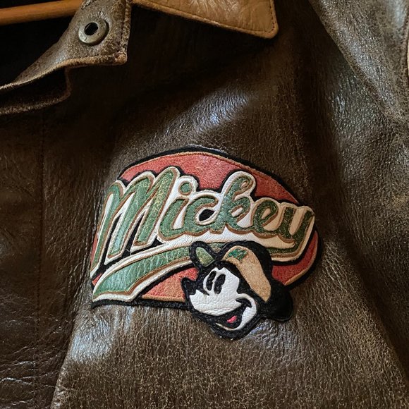 Mickey Mouse Vintage Leather Bomber Jacket *RARE* - Picture 2 of 4